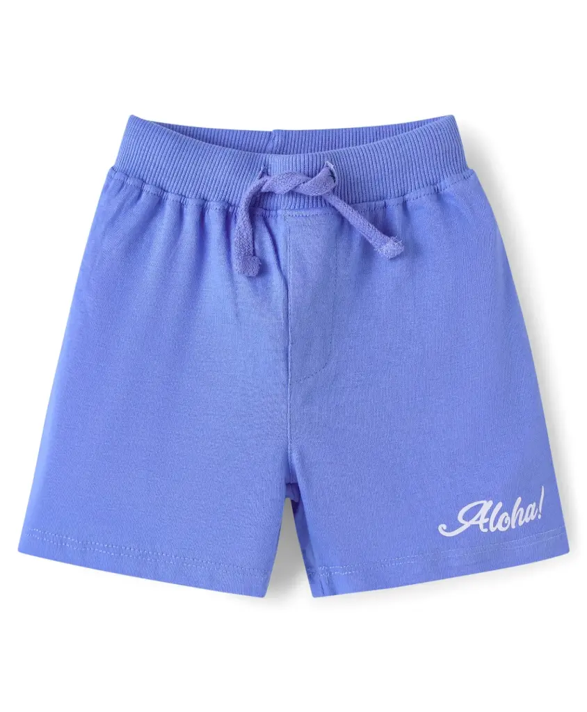 Beach Theme Print Shorts - Purple