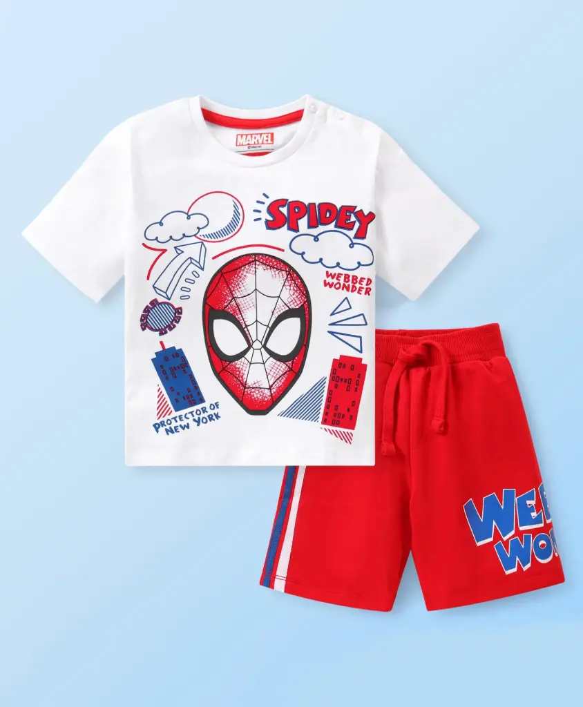 Spider Man T-shirt and Shorts Set - Red and White