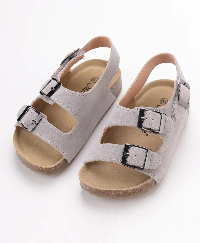 Strappy Buckle Sandals - Light Brown